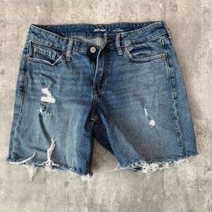Old navy mid rise denim shorts blue jean cutoffs distressed medium wash womens 6